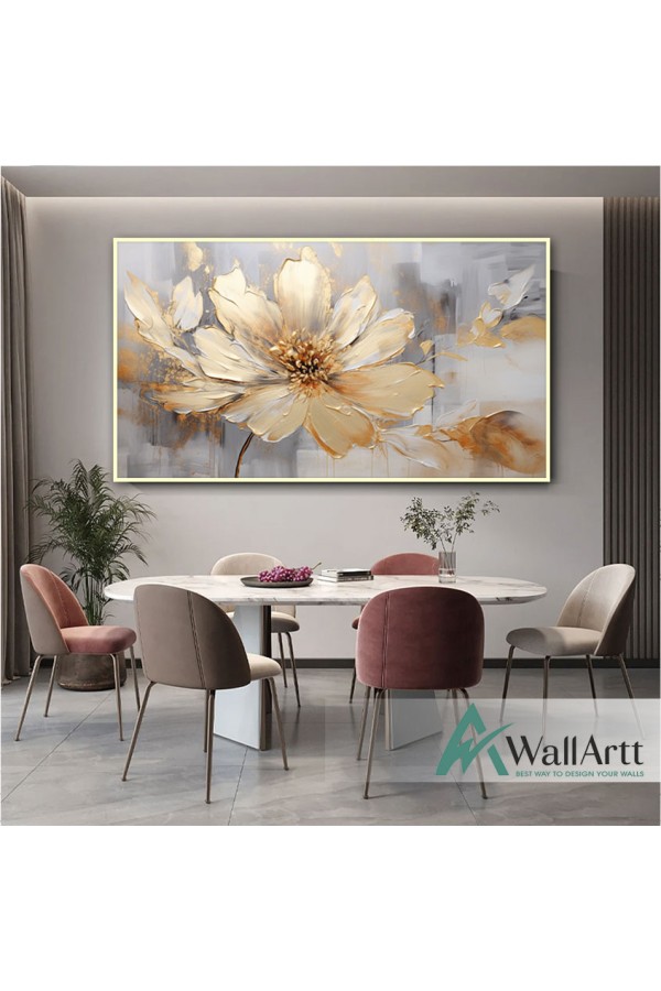 Gold Flower 3d Heavy Textured Partial Oil Painting